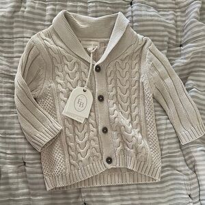 Cream Cable Knit Jacket with Shawl Collar